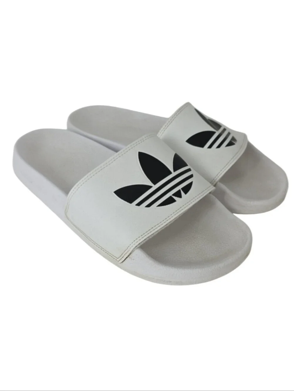Adidas Adilette Lite Slides Mens Size 8 White Trefoil Sandals Slip On Comfort‎